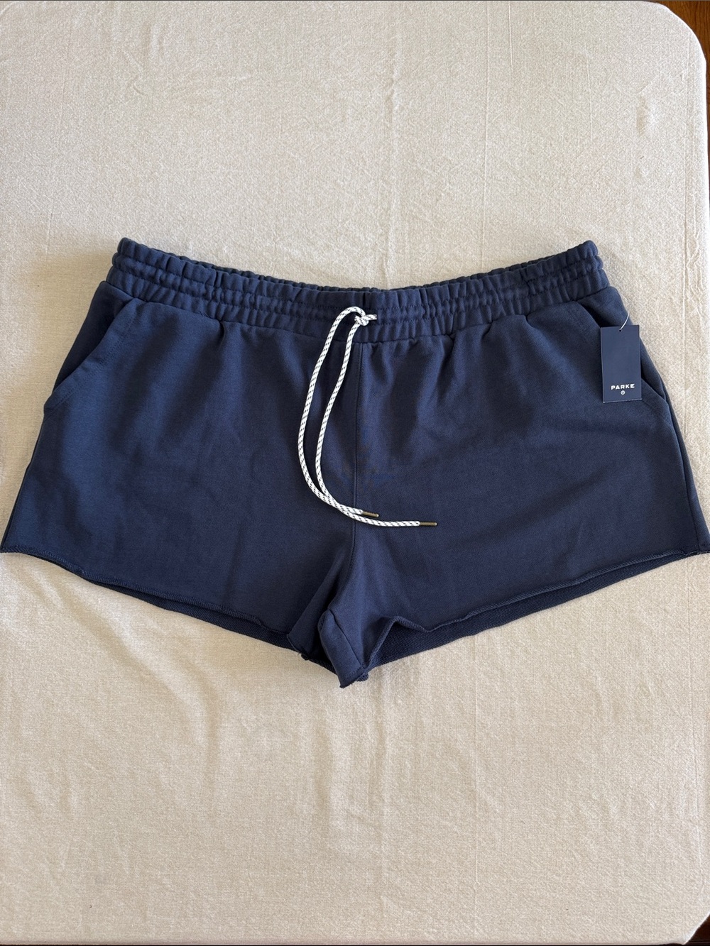 PARKE x Target Navy Pull-On Sweatshorts Raw Hem Size 1X NWT